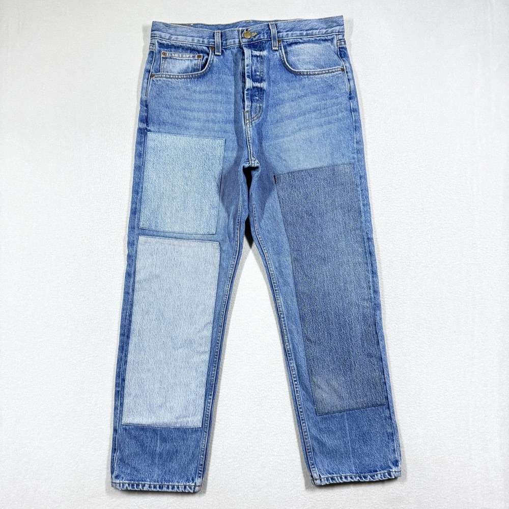 B SIDES Jeans Womens 30 Marcel Patchwork Straight Leg Denim 100% Cotton USA Made
